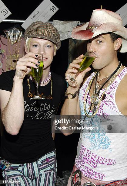 Richie Rich and Traver Rains during Olympus Fashion Week Spring 2006 - Heatherette - Backstage at Bryant Park in New York City, New York, United...