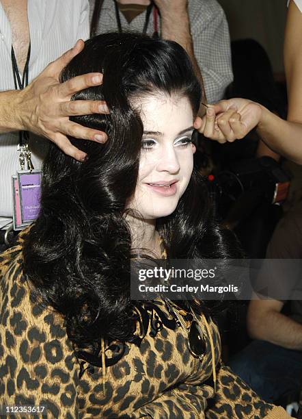 Kelly Osbourne during Olympus Fashion Week Spring 2006 - Heatherette - Backstage at Bryant Park in New York City, New York, United States.