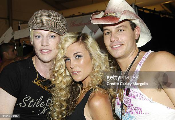 Richie Rich, Tinsley Mortimer and Traver Rains during Olympus Fashion Week Spring 2006 - Heatherette - Backstage at Bryant Park in New York City, New...