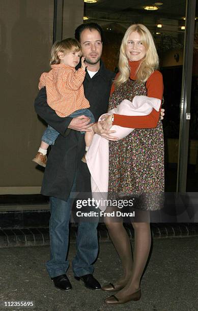 Claudia Schiffer, husband Matthew Vaughn, son Casper and new baby daughter Clementine
