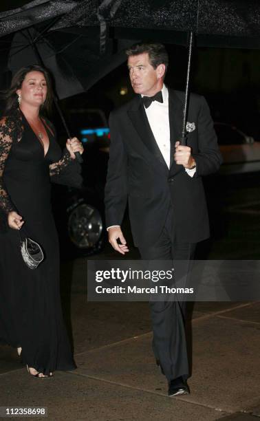 Keely Shaye Smith and Pierce Brosnan during Elton John's 60th Birthday Party at St John the Divine Church in New York City, New York, United States.