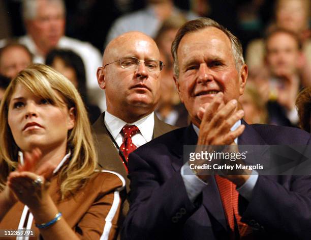 Jenna Bush and George H. W. Bush during 2004 Republican National Convention - Day 2 - Inside at Madison Square Garden in New York City, New York,...
