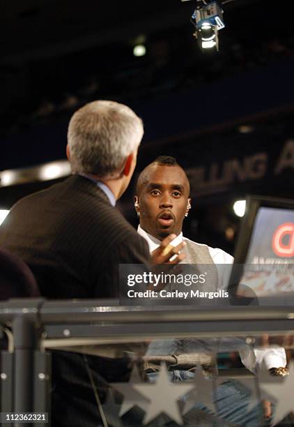 Anderson Cooper and Sean "P. Diddy" Combs during 2004 Republican National Convention - Day 4 - Inside at Madison Square Garden in New York City, New...