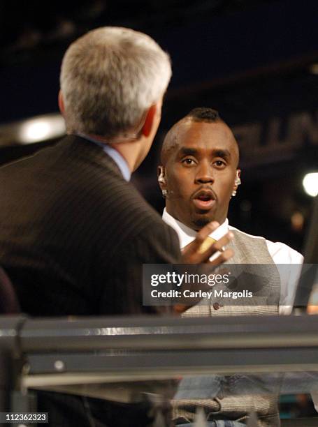 Anderson Cooper and Sean "P. Diddy" Combs during 2004 Republican National Convention - Day 4 - Inside at Madison Square Garden in New York City, New...
