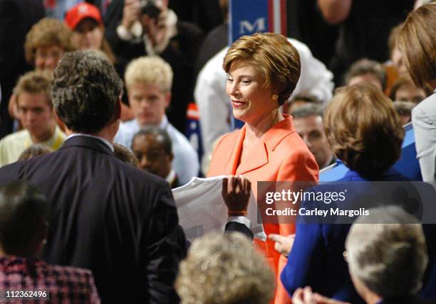 Laura Bush during 2004 Republican National Convention - Day 4 - Inside at Madison Square Garden in New York City, New York, United States.