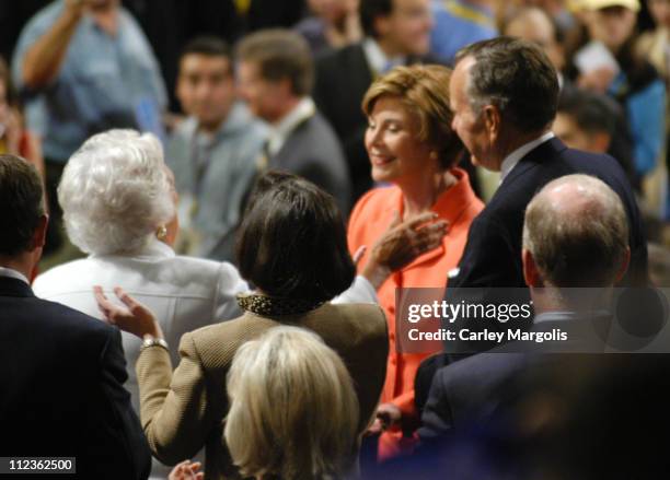 Barbara Bush, Laura Bush and George H. W. Bush during 2004 Republican National Convention - Day 4 - Inside at Madison Square Garden in New York City,...