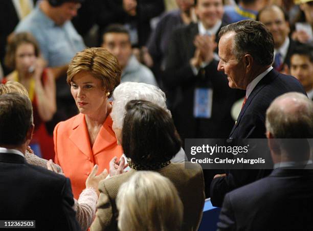 Laura Bush, Barbara Bush and George H. W. Bush during 2004 Republican National Convention - Day 4 - Inside at Madison Square Garden in New York City,...