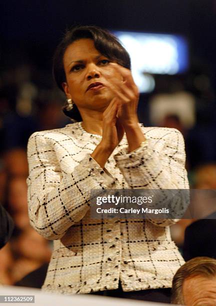 National Security Advisor Condoleezza Rice during 2004 Republican National Convention - Day 4 - Inside at Madison Square Garden in New York City, New...
