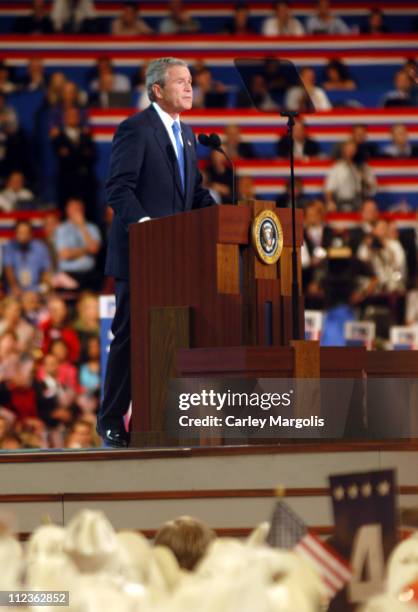 President George W. Bush during 2004 Republican National Convention - Day 4 - Inside at Madison Square Garden in New York City, New York, United...