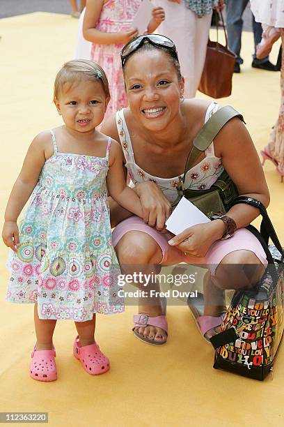 Angela Griffin and child during Bob The Builder "Built To Be Wild" London Premiere - Outside Arrivals at Odeon West End in London, Great Britain.