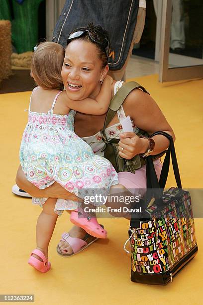Angela Griffin and child during Bob The Builder "Built To Be Wild" London Premiere - Outside Arrivals at Odeon West End in London, Great Britain.