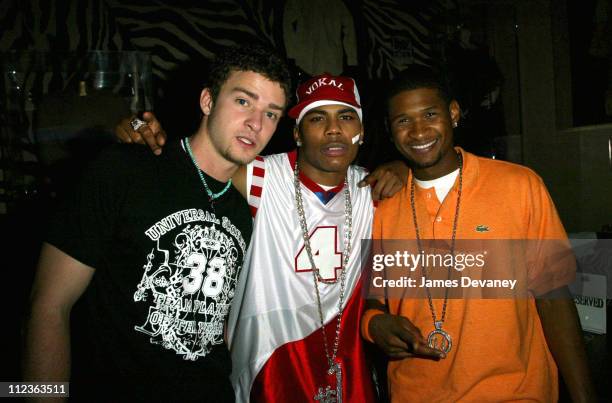 Justin Timberlake, Nelly and Usher during *NSYNC Challenge for the Children IV - Closing Party at Planet Hollywood at Planet Hollywood in Orlando,...