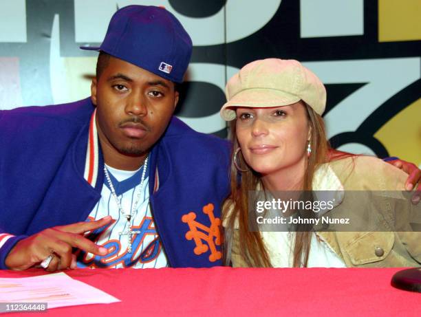 Nas with Angie Martinez of Hot 97 FM during Hot 97 Presents VIP Lounge With Nas - November 23, 2004 at Sony Sound Studios in New York City, New York,...