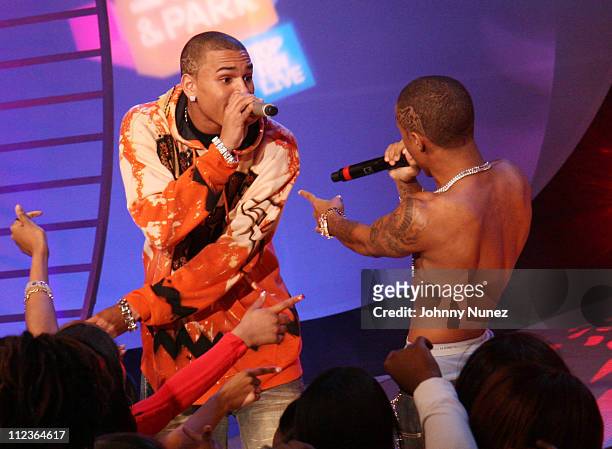 Chris Brown and Bow Wow during Chris Brown and Bow Wow Visit BET's "106 & Park" - December 18, 2006 at BET Studios in New York City, New York, United...