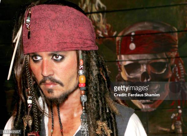 Johnny Depp as Jack Sparrow waxwork during "Pirates of the Caribbean" Character Wax Figures Unveiled at Madame Tussauds in London - July 5, 2006 at...