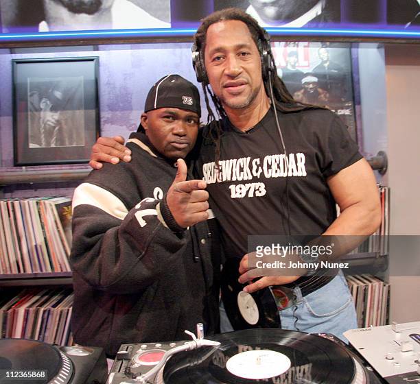 Grand Wizzard Theodore and DJ Kool Herc during BET's "Rap City" - December 6, 2005 at CBS Studios in New York City, New York, United States.