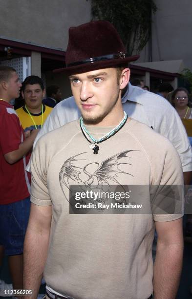 Justin Timberlake during The 2002 Teen Choice Awards - Seventeen Magazine - Backstage at Universal Amphitheater in Universal City, California, United...