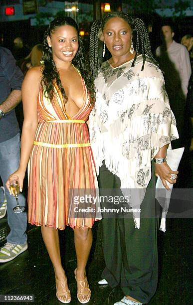 Shikiri Johnson and LaTanya Richardson Jackson during Olympus Fashion Week Spring 2005 - Stevie Wonder Introduces Designer Kai Milla at Show in New...