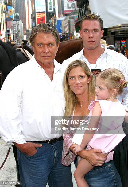 Tom Berenger with family during Tom Berenger and Burt Reynolds Wrangle Cattle in Times Square to Promote "Johnson County War" at Times Square in New...