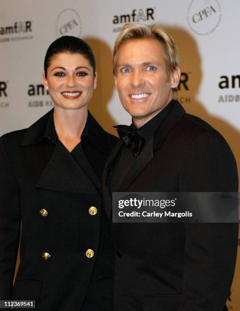 Sam Champion and guest during Patti LaBelle, Sumner Redstone and Peter Dolan Honored by amfAR at The Pierre Hotel in New York City, New York, United...