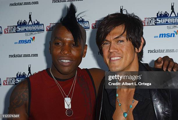 Ty Taylor and MiG Ayesa during "Rockstar: Supernova Season 2" Premiere Party at The Roxy in Los Angeles, California, United States.