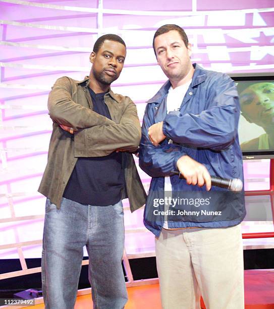 Chris Rock and Adam Sandler during Chris Rock and Adam Sandler Visit BET's "106 & Park" - May 26, 2005 at CBS Studios in New York City, New York,...