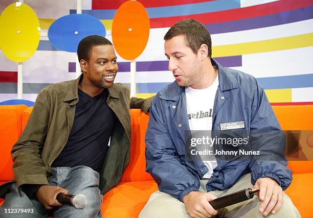 Chris Rock and Adam Sandler during Chris Rock and Adam Sandler Visit BET's "106 & Park" - May 26, 2005 at CBS Studios in New York City, New York,...