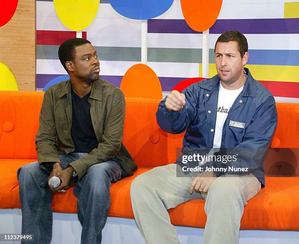 Chris Rock and Adam Sandler during Chris Rock and Adam Sandler Visit BET's "106 & Park" - May 26, 2005 at CBS Studios in New York City, New York,...