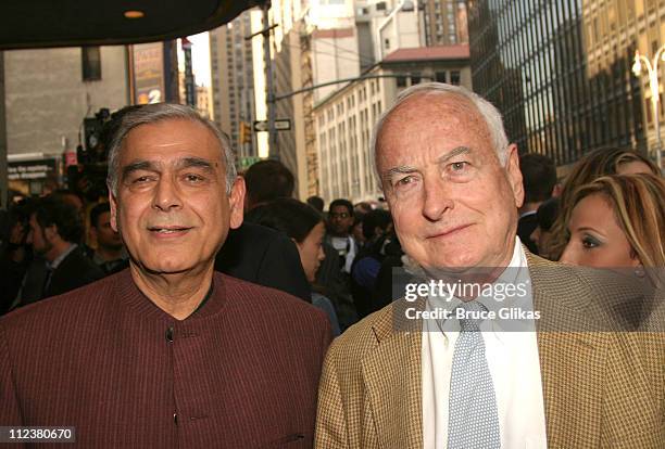 Ismail Merchant and James Ivory during Opening Night Of A R Rahman's Hit Musical "Bombay Dreams" - Arrivals and Curtain Call at Broadway Theater in...