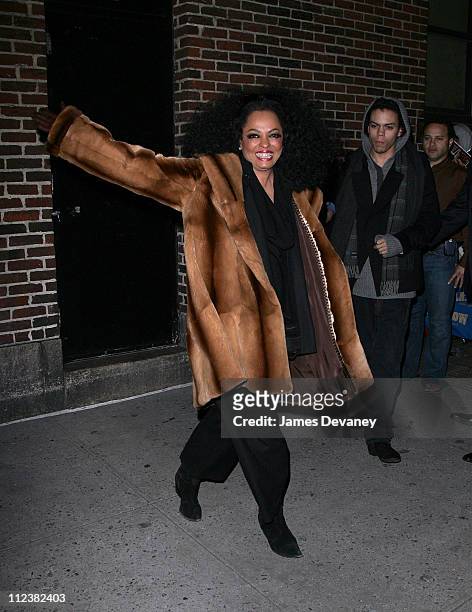 Diana Ross and Evan Ross during Diana Ross Visits "The Late Show with David Letterman" - January 16, 2007 at Streets of Manhattan in New York City,...