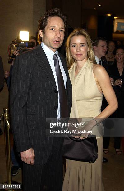 David Duchovny and Tea Leoni during UNICEF Goodwill Gala Celebrating 50 Years of Celebrity Goodwill Ambassadors - Red Carpet at The Beverly Hilton in...