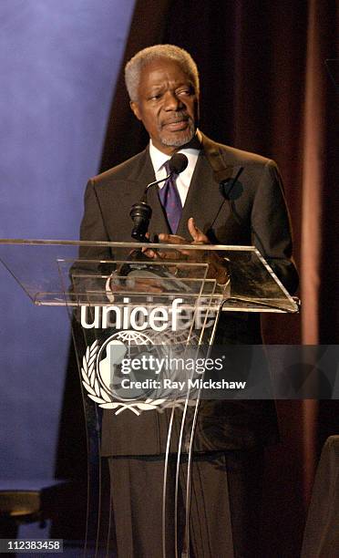 United Nations Secretary-General Kofi Annan during UNICEF Goodwill Gala Celebrating 50 Years of Celebrity Goodwill Ambassadors - Show at The Beverly...