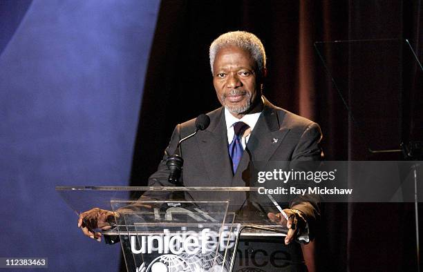 United Nations Secretary-General Kofi Annan during UNICEF Goodwill Gala Celebrating 50 Years of Celebrity Goodwill Ambassadors - Show at The Beverly...