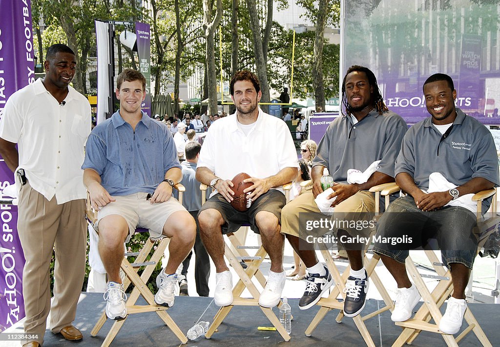 Eli Manning, Matt Leinart, Vernon Davis and Sinorice Moss Kick Off Yahoo! Sports Fantasy Football Training Camp - July 18, 2006