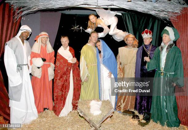 Madame Tussauds' Christmas Nativity scene featuring David Beckham and Victoria Beckham as Joseph and Mary, Tony Blair, George Bush and The Duke of...