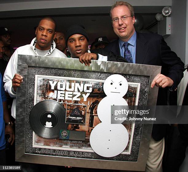 Jay-Z, Young Jeezy and Steve Bartels during Young Jeezy's Birthday Party - October 12, 2005 at 40 - 40 Resturant in New York City, New York, United...