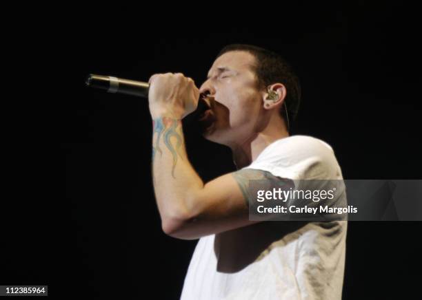 Chester Bennington of Linkin Park during K-Rock Claus-Fest 2003 - Day One at Hammerstein Ballroom in New York City, New York, United States.