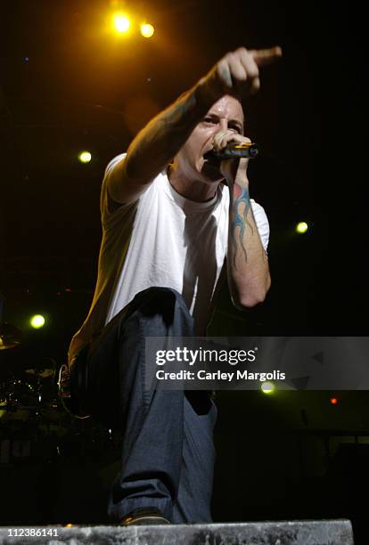 Chester Bennington of Linkin Park during K-Rock Claus-Fest 2003 - Day One at Hammerstein Ballroom in New York City, New York, United States.