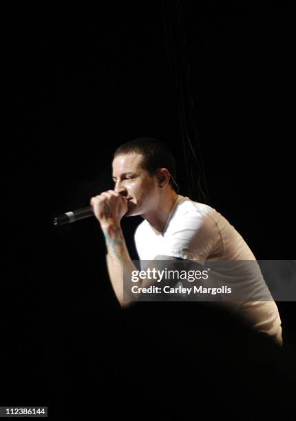 Chester Bennington of Linkin Park during K-Rock Claus-Fest 2003 - Day One at Hammerstein Ballroom in New York City, New York, United States.