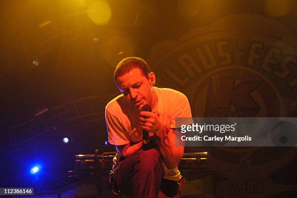 Chester Bennington of Linkin Park during K-Rock Claus-Fest 2003 - Day One at Hammerstein Ballroom in New York City, New York, United States.