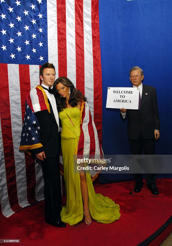 David Beckham and Victoria Beckham Wax Figures Welcomed by George W. Bush Wax Figure to Madame Tussauds New York