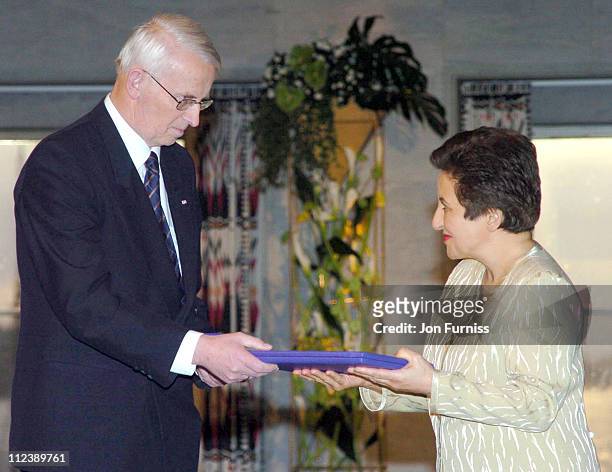 Shirin Ebadi receives the 2003 Nobel Peace Prize,