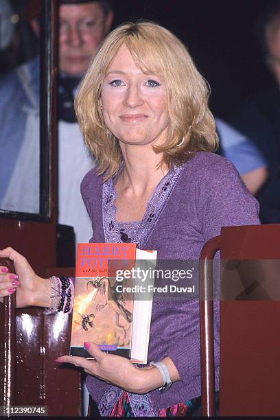 Rowling during Archive Images of JK Rowling at the launch of Harry Potter and The Goblet of Fire at King's Cross Station in London, Great Britain.