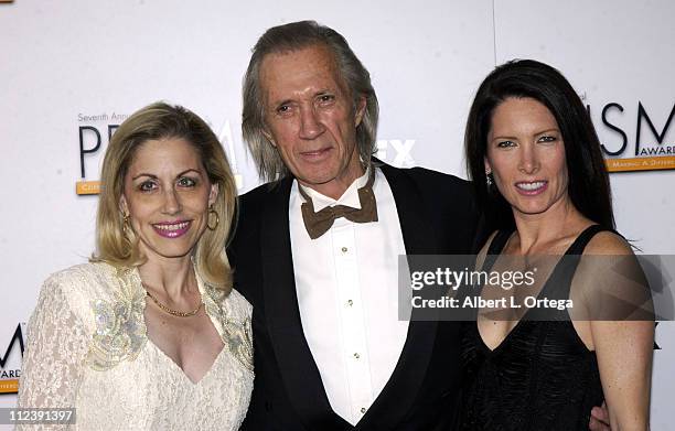 Vicki Roberts, David Carradine and Annie Bierman during The 7th Annual PRISM Awards - Arrivals at Henry Fonda Music Box Theater in Hollywood,...