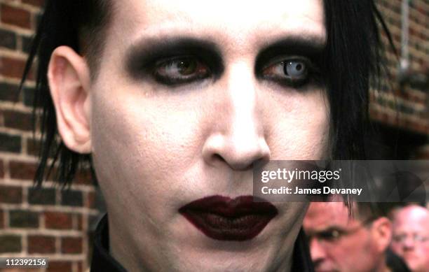 Marilyn Manson during Marilyn Manson, Megan Mullally, The Libertines, Johnny Knoxville Visit the "Late Show with David Letterman" - May 8, 2003 at Ed...