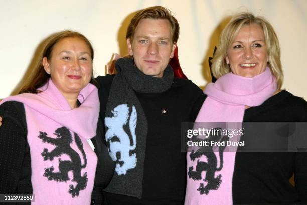 Morag Rhodes, from the charity CHAS, Ewan McGregor and Kim Winser, Chief Executive of Pringle of Scotland