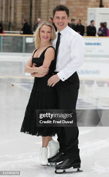 John Barrowman and Olga Sharutenko during "Dancing on Ice" - TV Press Launch at Natural History Museum in London, Great Britain.