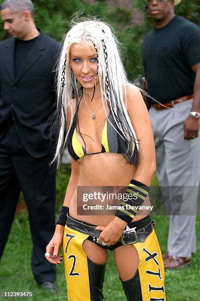 Christina Aguilera during Christina Aguilera Performs at the Brooklyn Bridge at Empire Fulton State Park in Brooklyn, New York, United States.