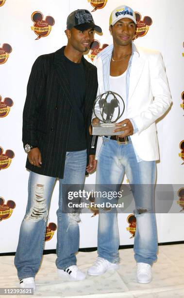 Ashley Cole and Jermaine Pennant of Arsenal during 2004 Disney Channel Kids Awards - Press Room at Royal Albert Hall in London in London, Great...