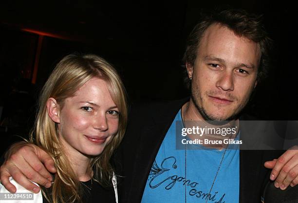 Michelle Williams and Heath Ledger during "Awake and Sing!" Opening Night - After Party at Marriott Marquis Ballroom in New York City, New York,...